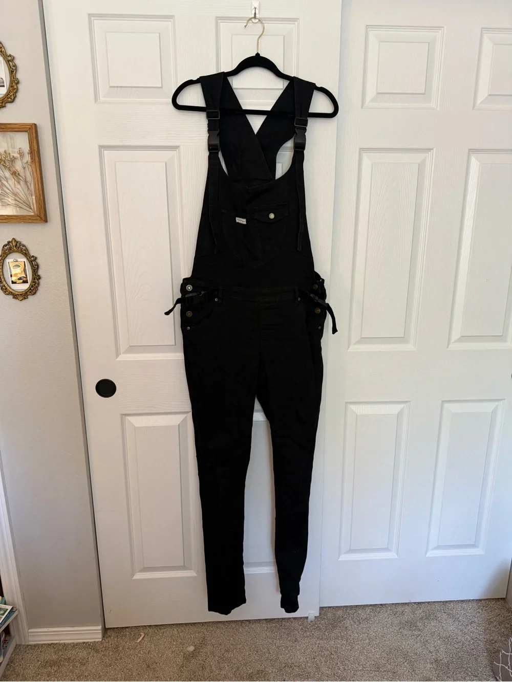 Black Mumsie Overalls in Jetset